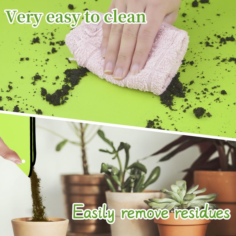 SupKing Repotting Mat 29.5"x 29.5" for Indoor Plant Transplanting Green Large Garden Mat Gift for Plant Lovers Oxford Fabric Portable Potting Tray for Gardening Mess Control - Image 3